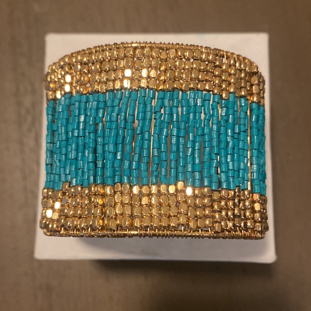 Towne & Reese Maxie Beaded Turquoise Cuff Bracelet- Brand New - Picture 2 of 7